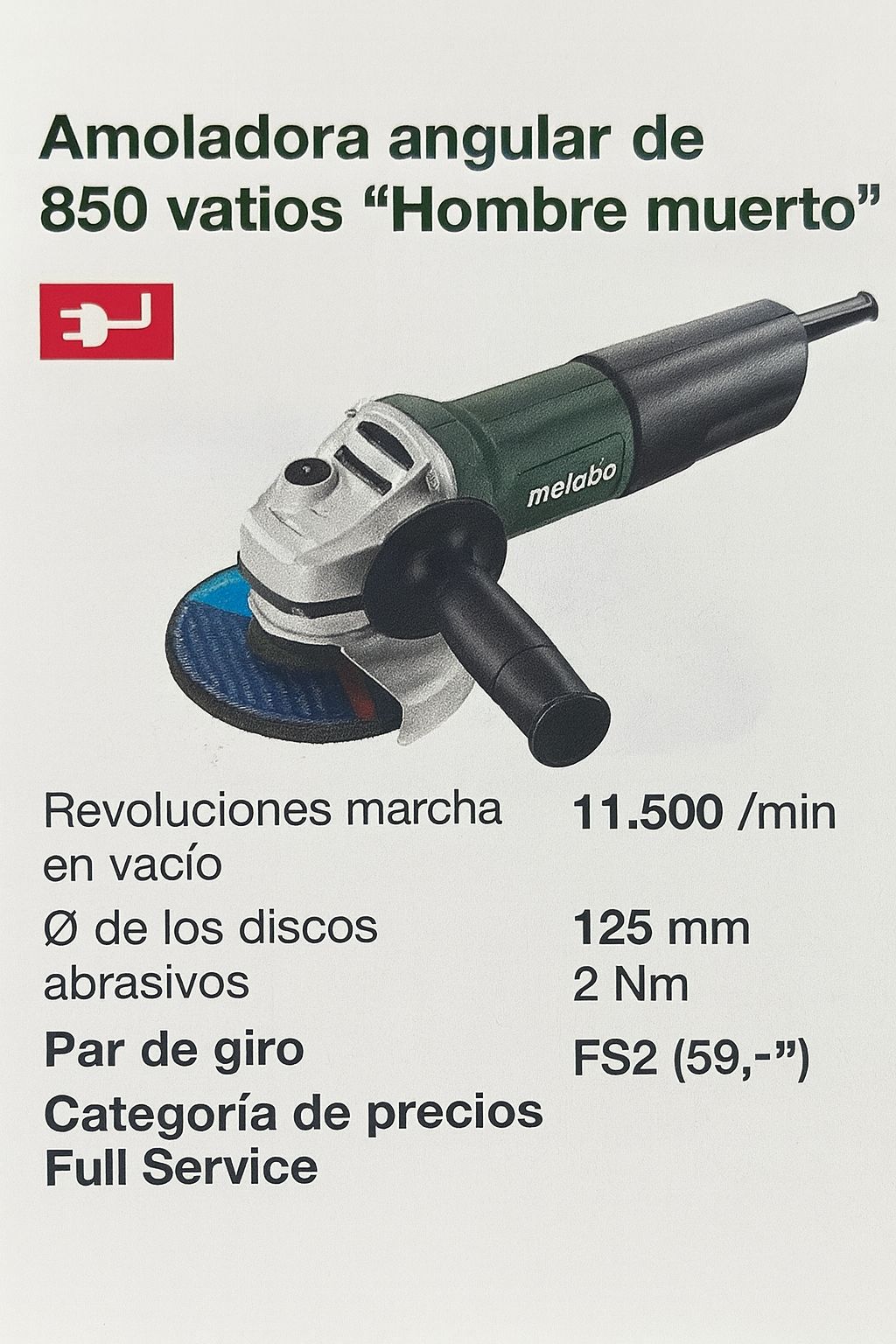 Amoladora angular Metabo WP 850-125 603610000