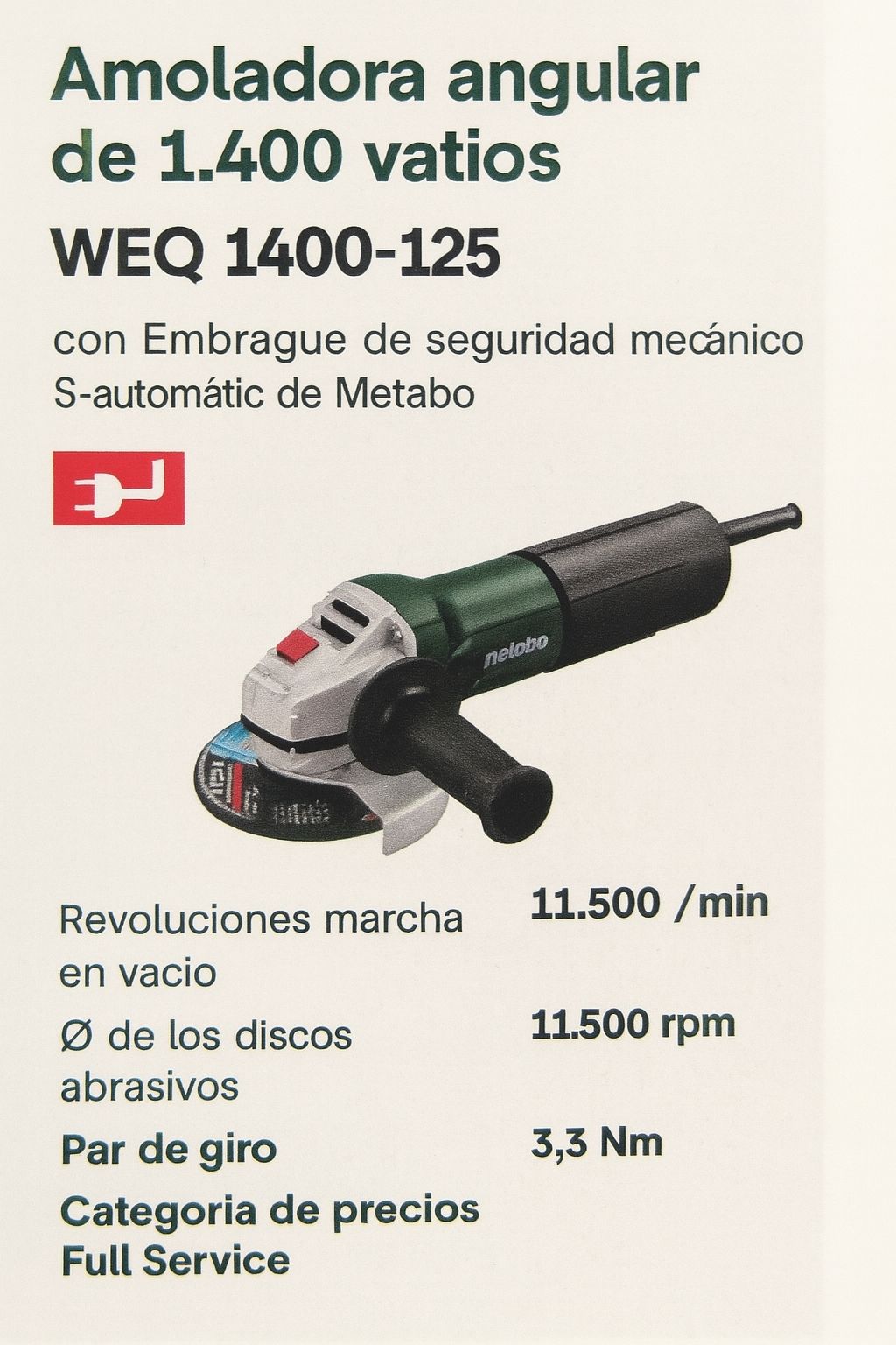 Amoladora angular Metabo WEQ 1400-125 rf 600347000