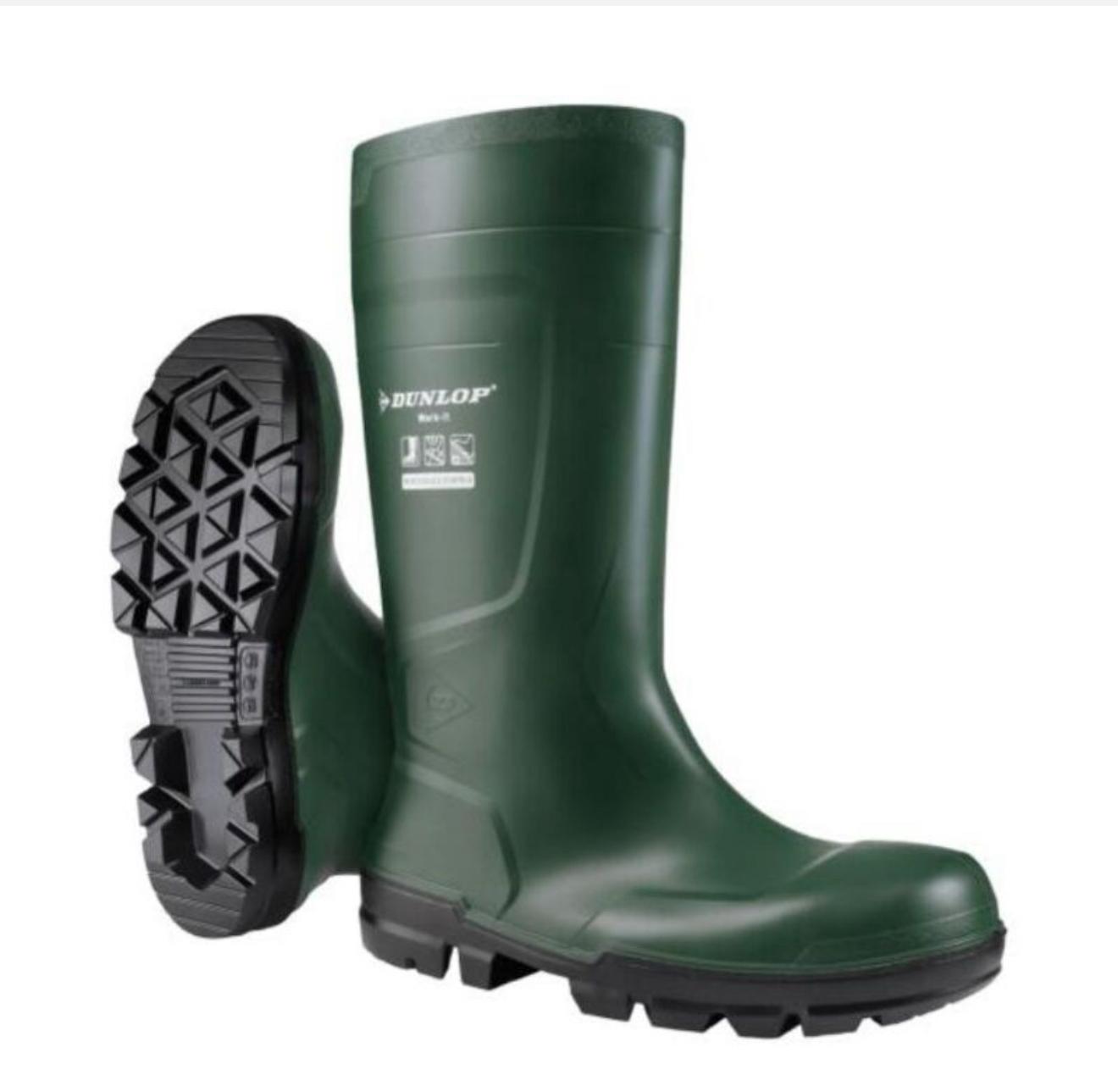Bota de Seguridad Dunlop Verde PVC – Puntera y Plantilla en Acero 