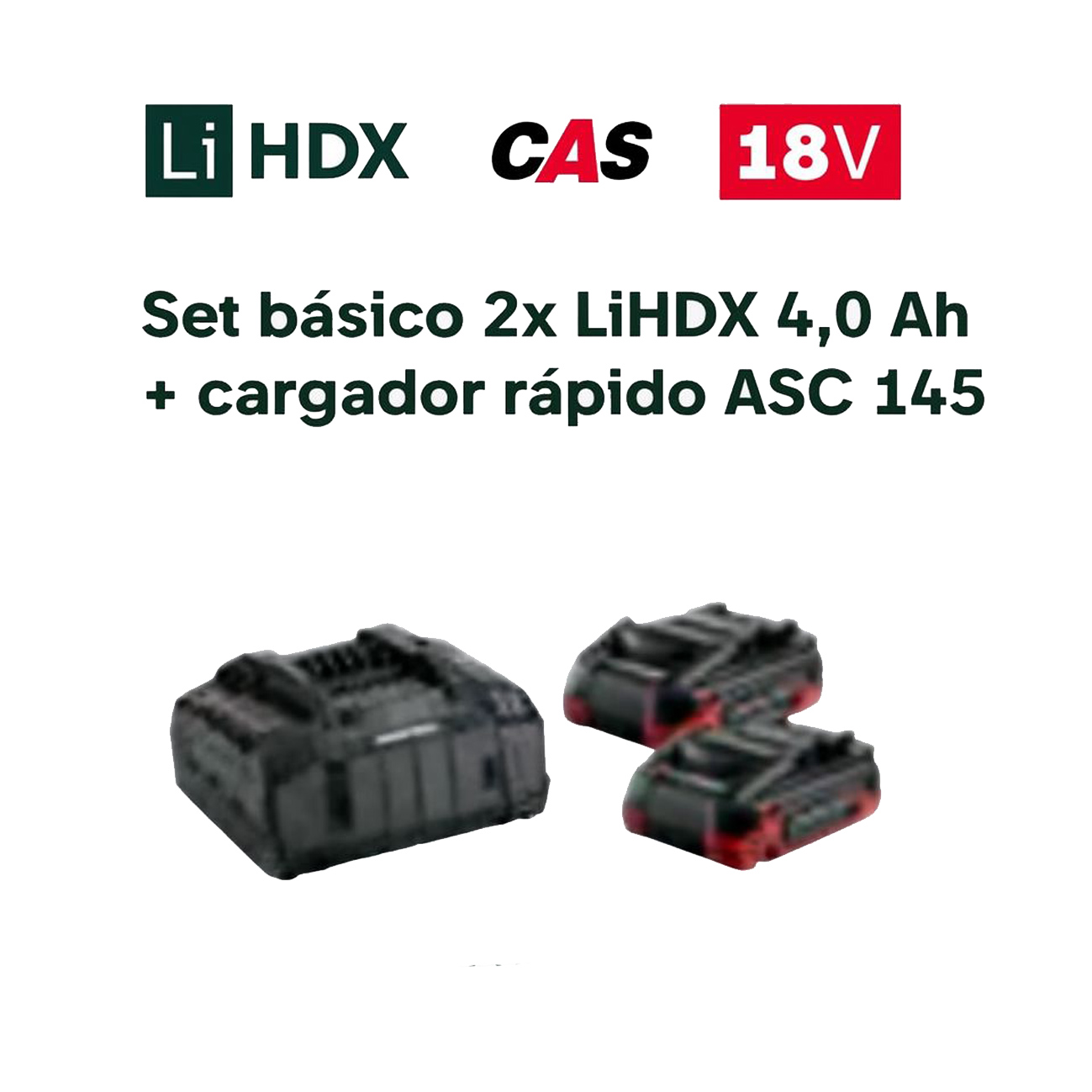 Set básico 2x LiHDX 4.0 Ah + cargador rápido ASC 145