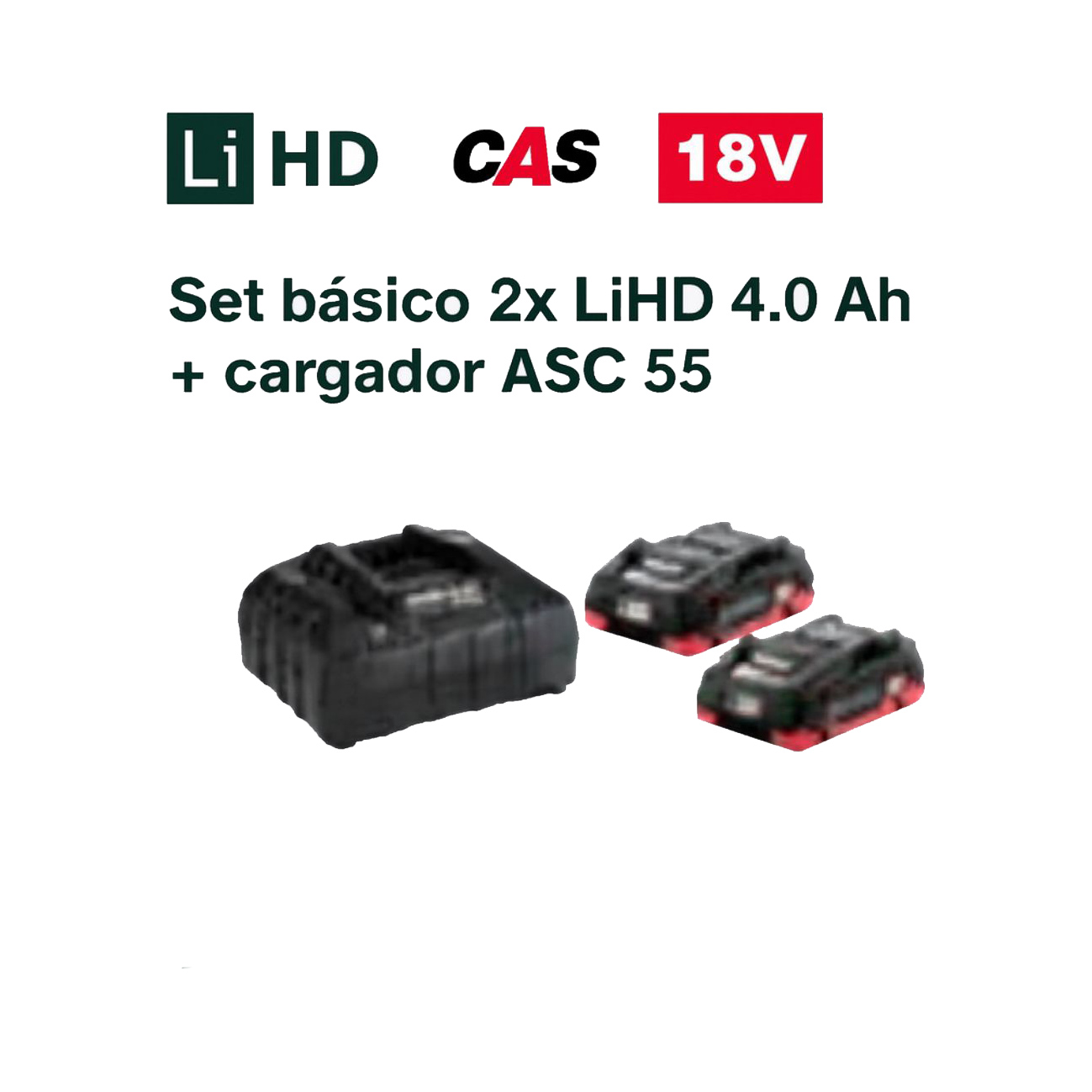 BATERÍA - Set básico 2× LiHD 4,0 Ah + cargador rápido ASC 55: