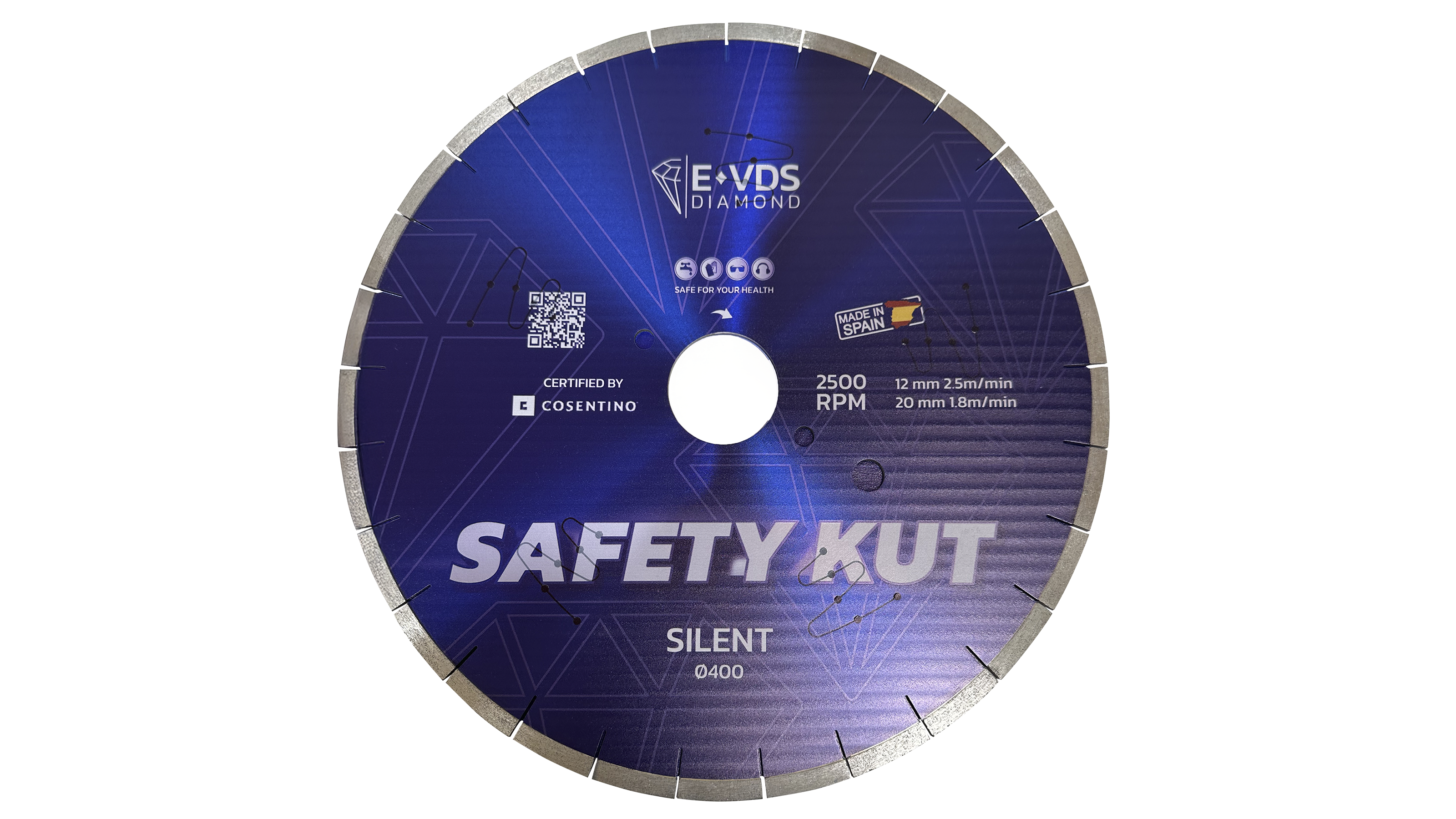 DISCO DIAMANTADO SAFETY KUT SLIM SILENT Ø400 mm H-10 EJE 60/50 RPM 2600