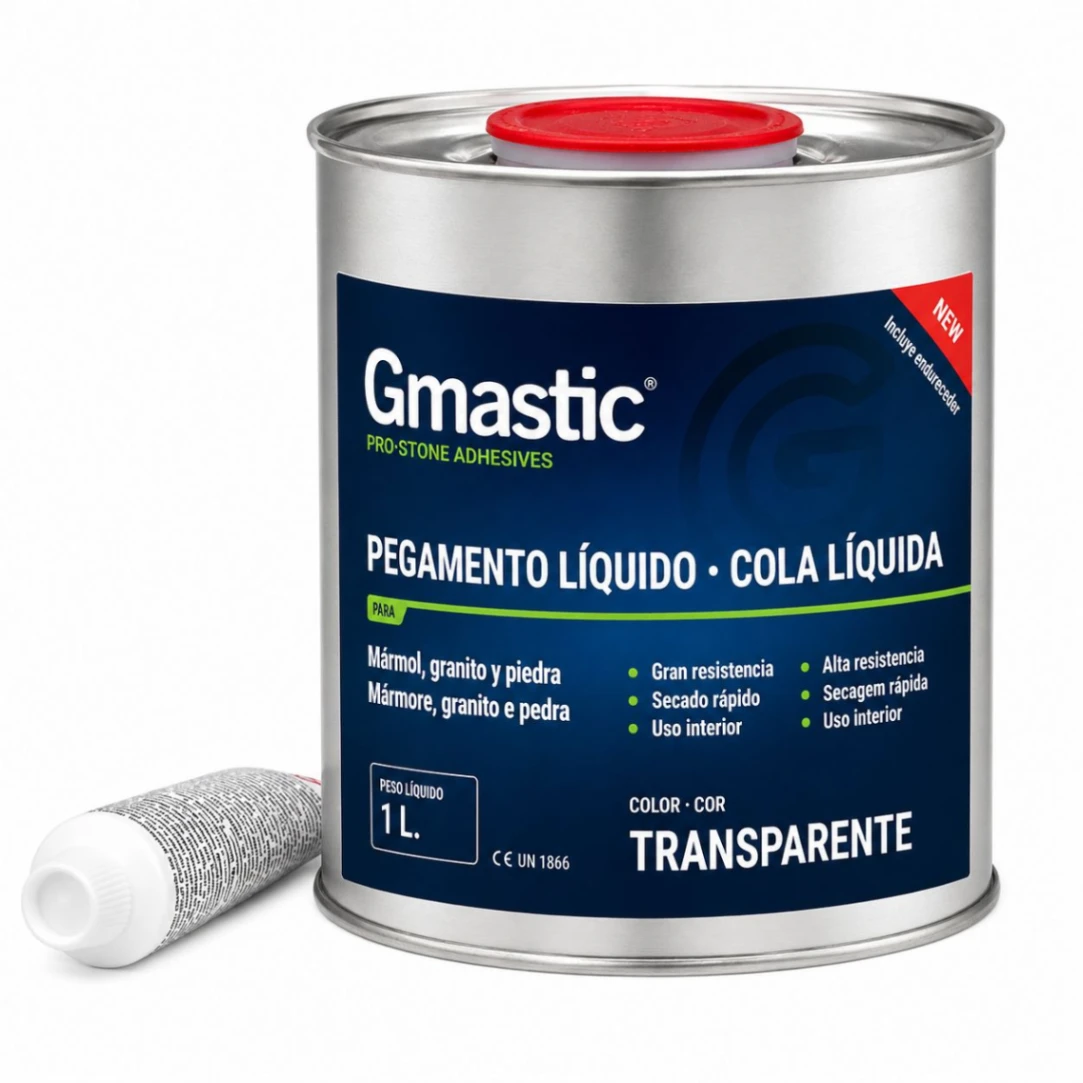 Pegamento Líquido Transparente Ambar Gmastic. Bote 1 y 4 kg con Peróxido