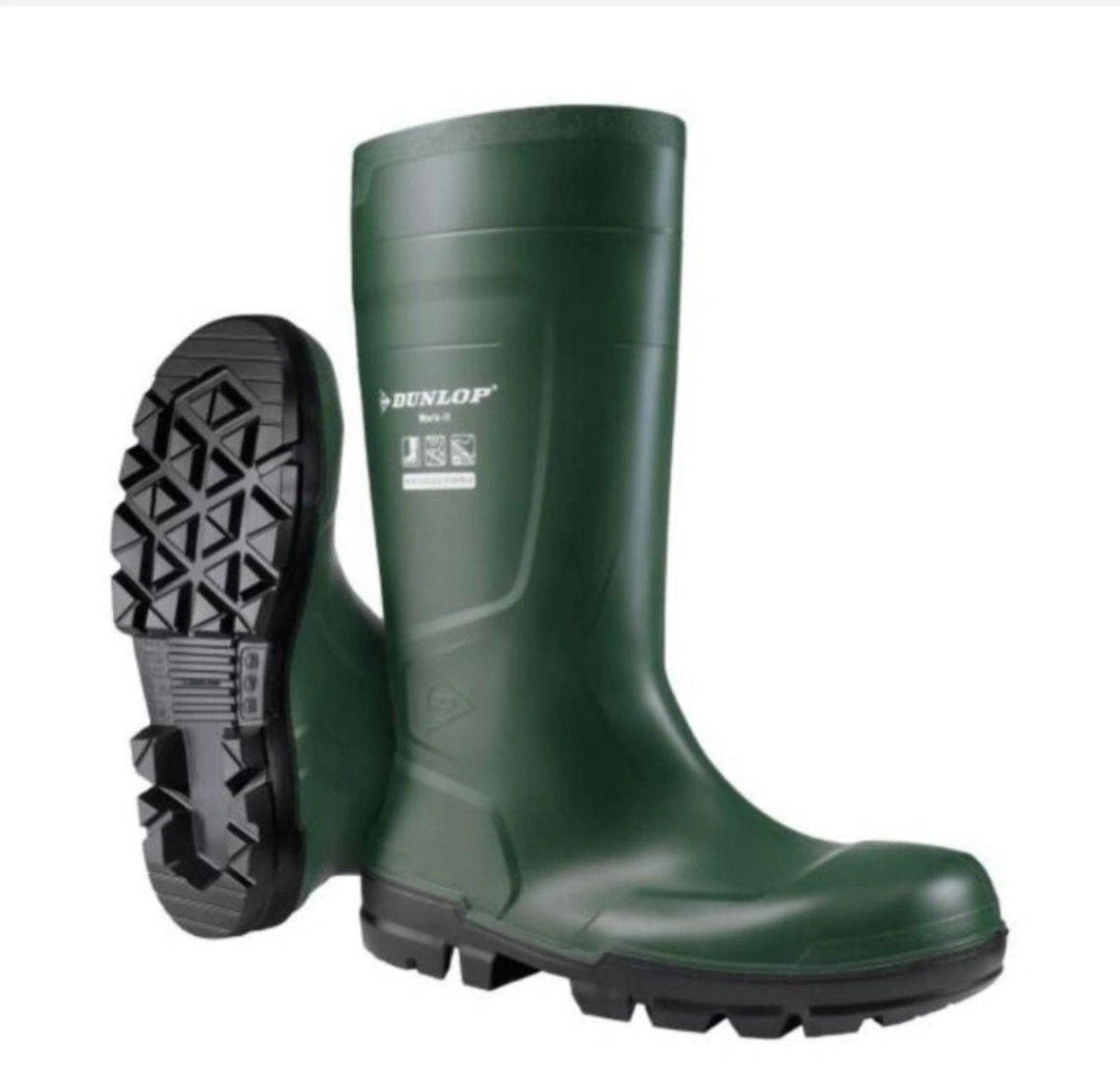 Bota de Seguridad Dunlop Verde PVC – Puntera y Plantilla en Acero