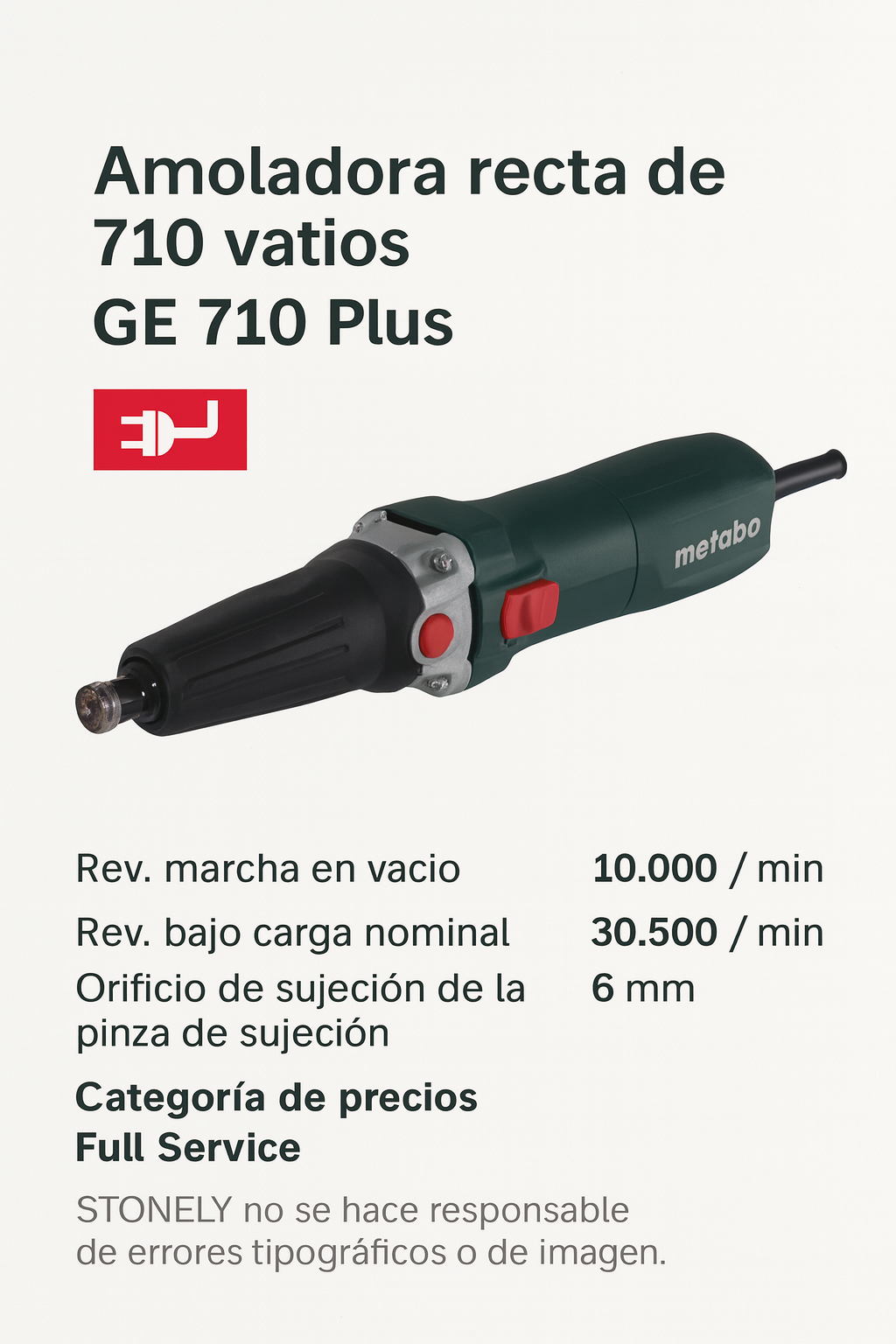Amoladora recta Metabo GE 710 Plus RF 600617000