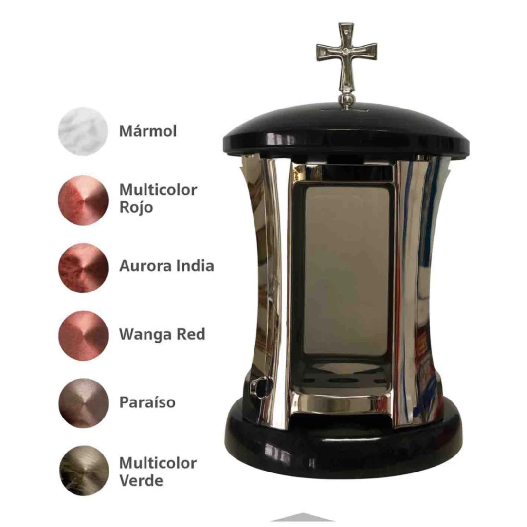 BUCARO FUNERARIO EN ALUMINIO OSCURO 22CM CON CRUZ RF L-54.0